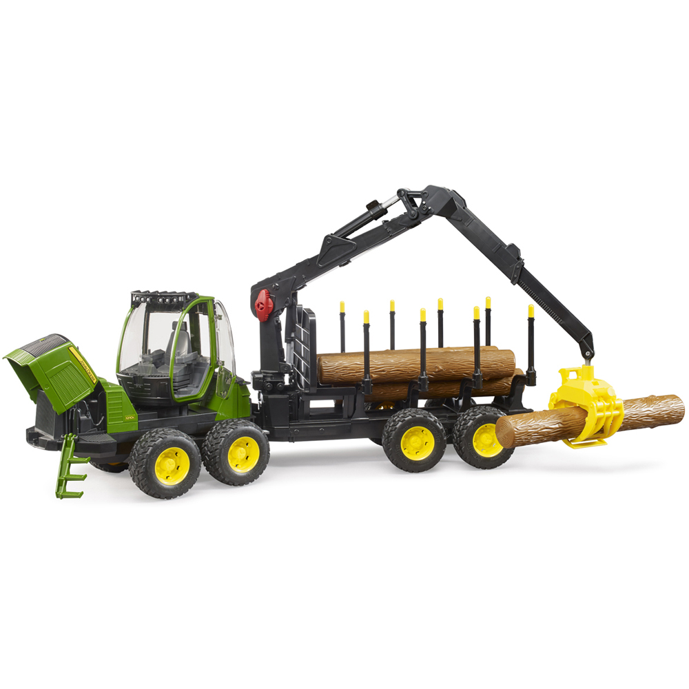Bruder Kids John Deere 1210E Forwarder Playset Model with Grab and 4 Trunks Image 4