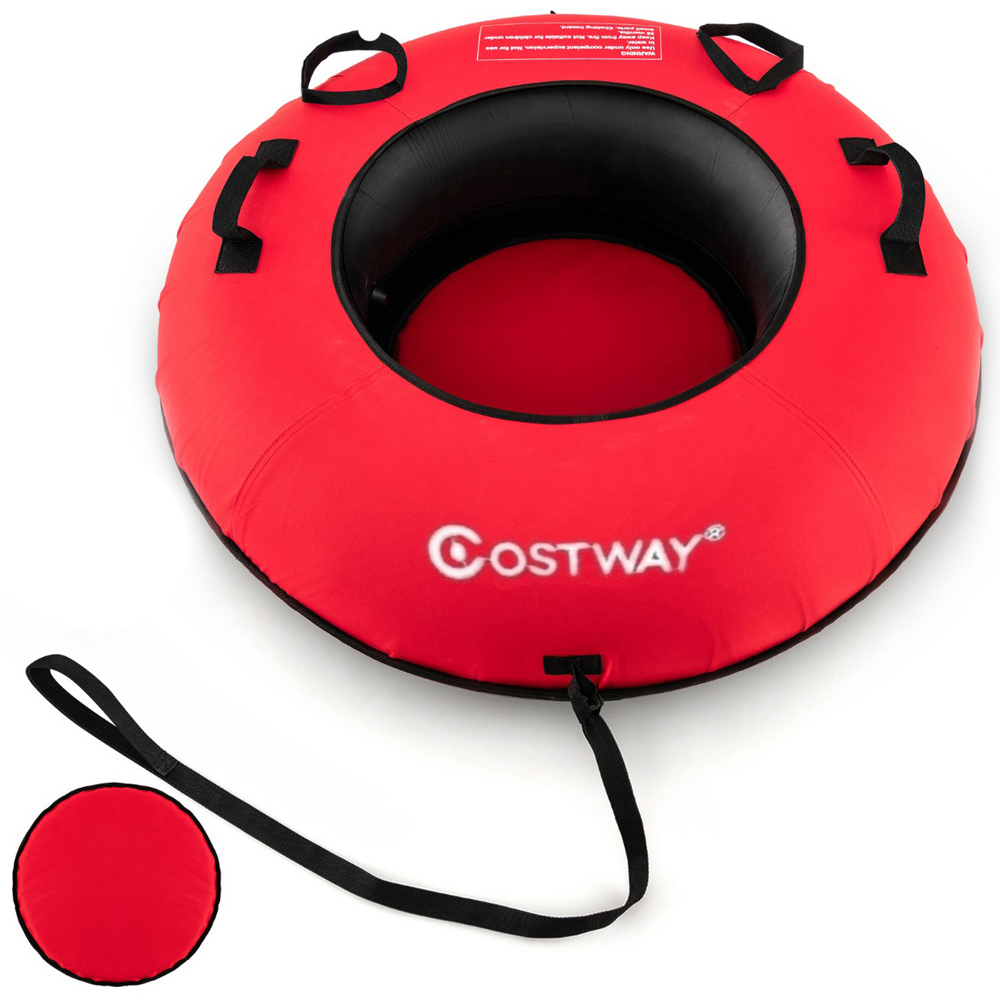 Costway Red Heavy Duty Snow Tube with Seat Cushion Image 1