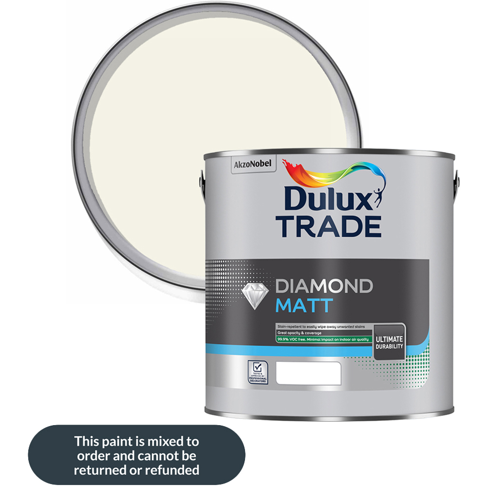 Dulux Trade Jasmine White Walls and Ceilings Diamond Matt Paint 2.5L Image 1