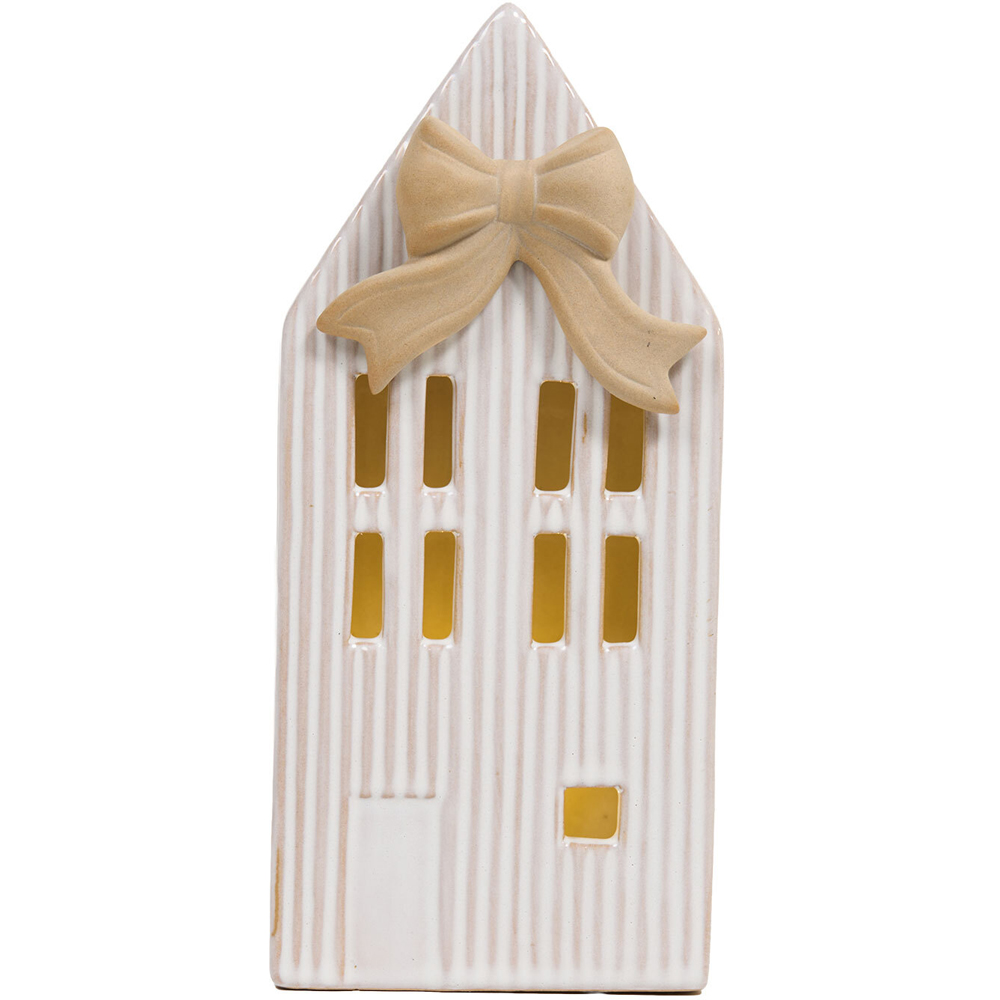 LED Ribbed Bow House Ornament Image 1