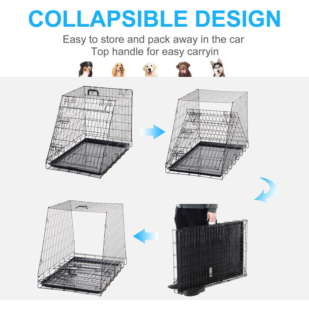 PawHut Trapeze Collapsible Dog Pet Travel Box with Removable Tray Image 7