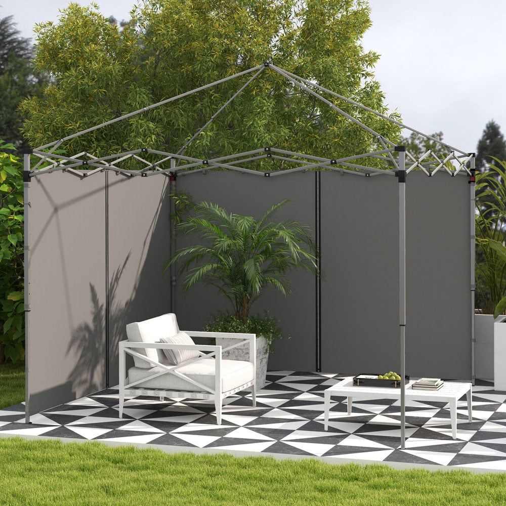 Outsunny 2 x 3m Light Grey Gazebo Replacement Side Panel with Zipped Door 2 Pack Image 1