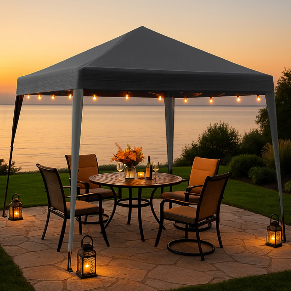 Home Source 2 x 2m Grey Easy Up Garden Outdoor Gazebo with Bag Image 1