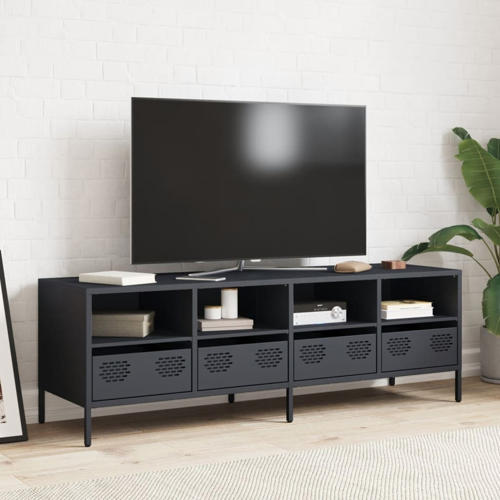 vidaXL 4 Drawer 4 Shelf Anthracite Steel TV Cabinet Image 8