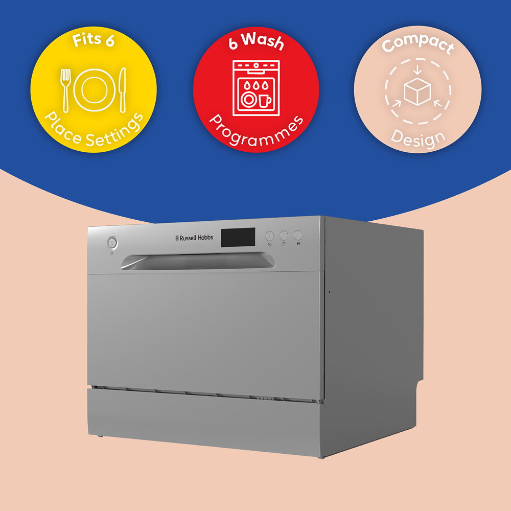 Russell Hobbs RHTTDW6S Silver 6 Place Setting Table Top Dishwasher Image 4