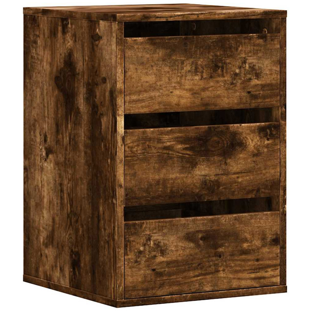 vidaXL 3 Drawer Smoked Oak Wooden Chest of Drawers Image 2