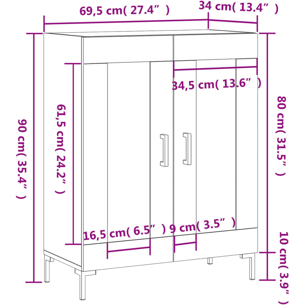 vidaXL 2 Glass Door High Gloss White Sideboard Image 6