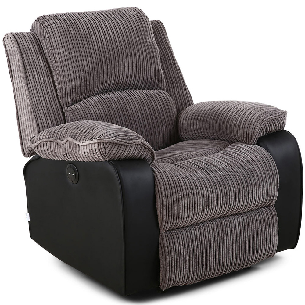 Furniture Online Postana Grey Jumbo Cord Manual Recliner Chair Image 2