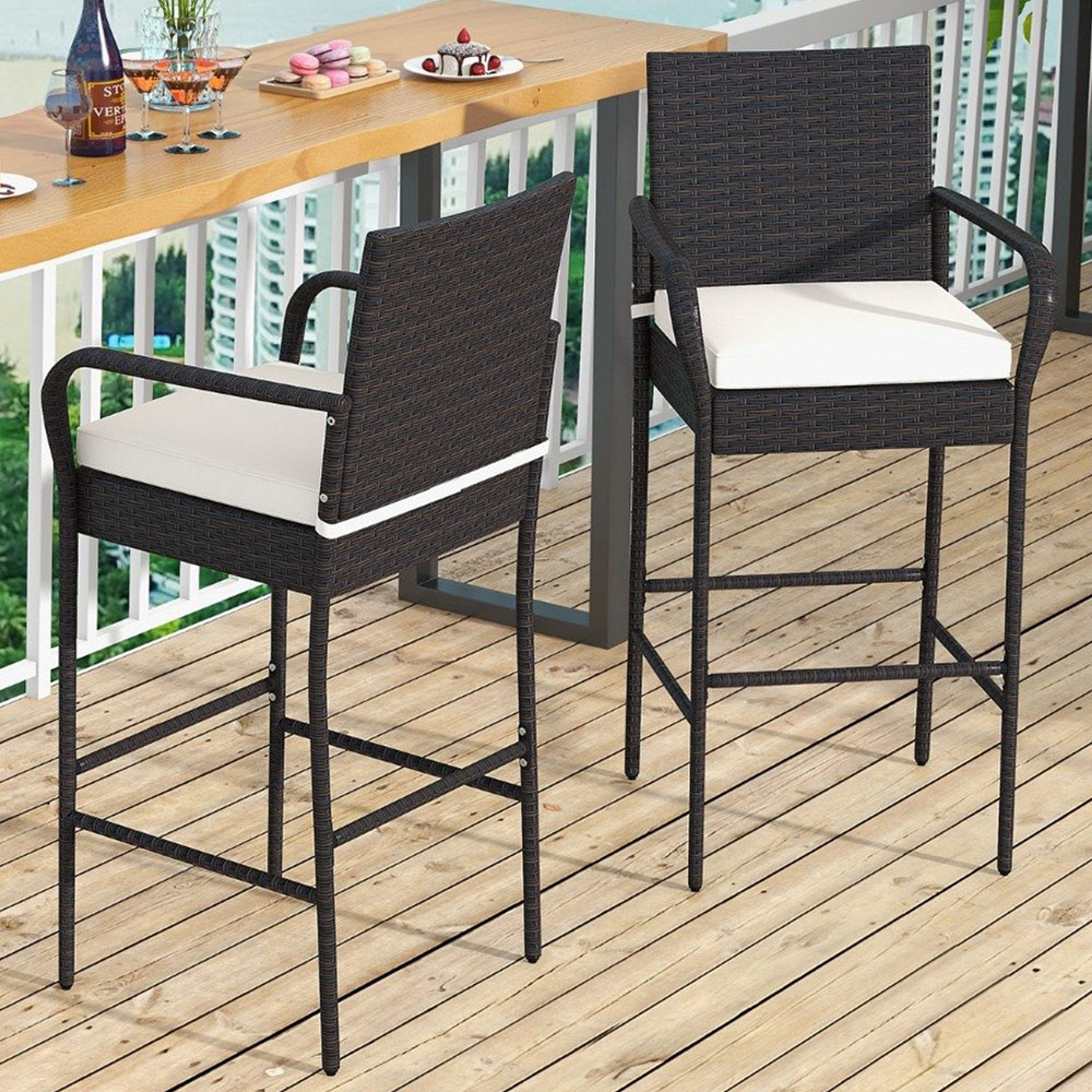 Costway Wicker Bar Stool Set of 2 Image 1