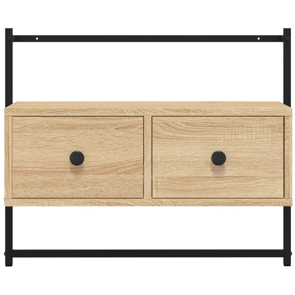 vidaXL 2 Drawer Sonoma Oak Wall Mounted TV Cabinet Image 6
