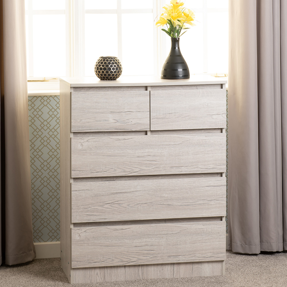 Seconique Malvern 5 Drawer Urban Snow Chest of Drawers Image 8