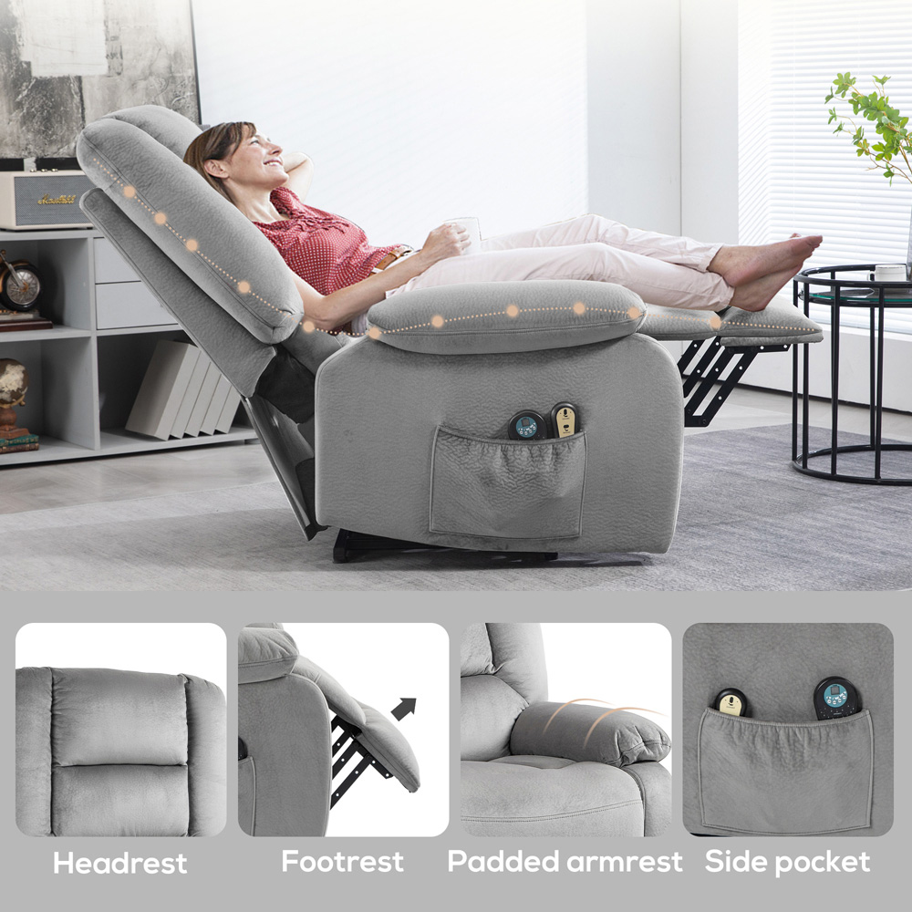 HOMCOM Grey Lift Riser and Recliner Chair with Remote Controller Image 3