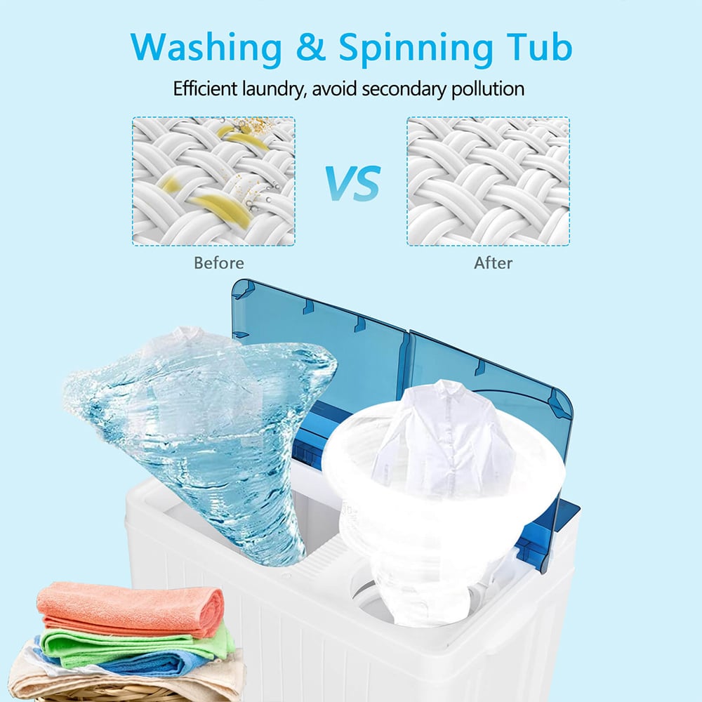 Costway Blue Portable Twin Tub Wash Machine with Spin Dryer Image 5