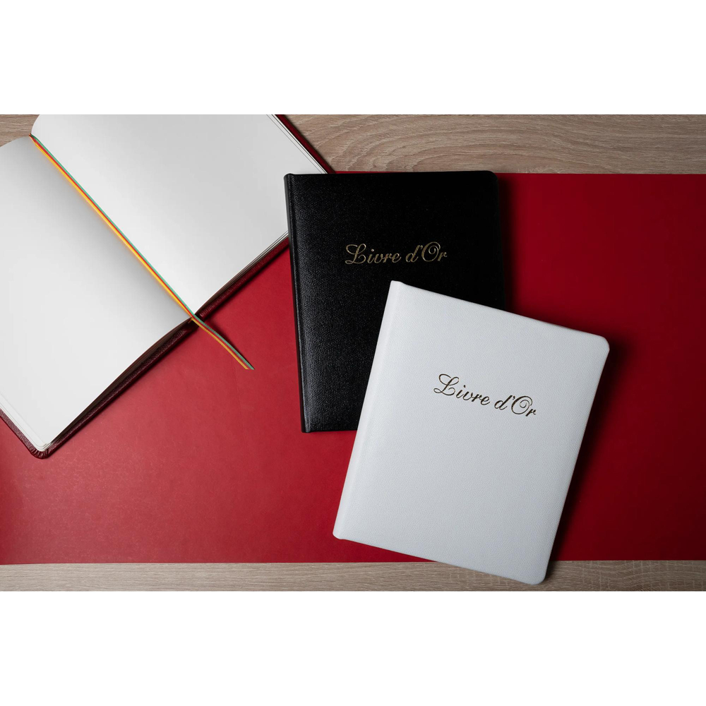 Exacompta White Leather Livre D or Guest book with French cover and Gold Edges 140 Pages Image 2