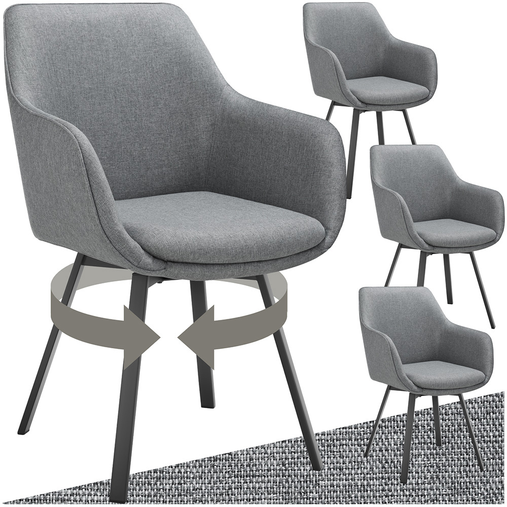 tectake Alicon Set of 4 Anthracite Dining Chair Image 2