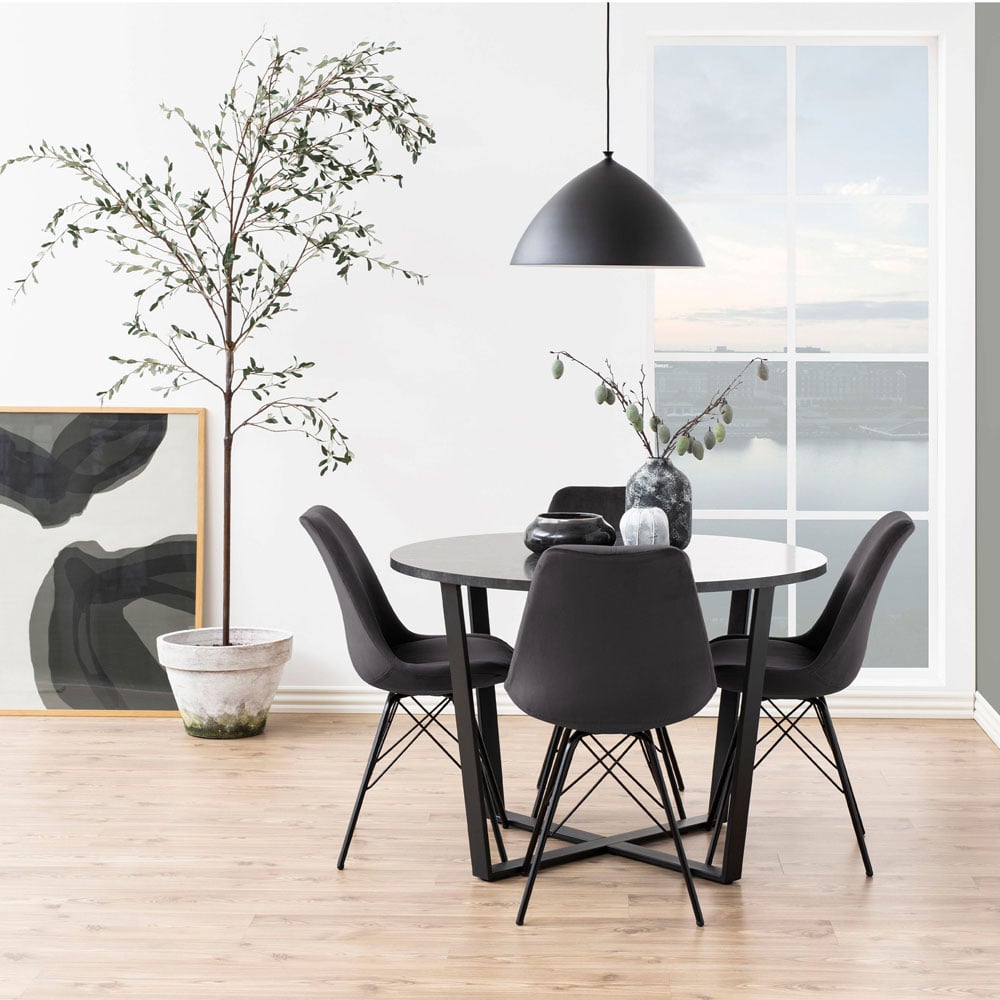 Florence Amble 4 Seater Black Marble Melamine Top Round Dining Table Image 8