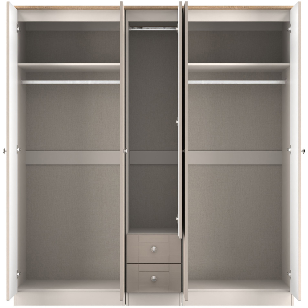 Crowndale Sussex 5 Door 2 Drawer Kashmir Ash and Bardolino Oak Tall Mirror Wardrobe Ready Assembled Image 6
