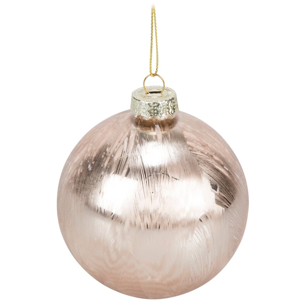 Iced Blush Glass Bauble - Pink Image