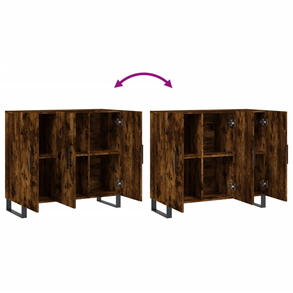 vidaXL 3 Door Smoked Oak Sideboard Image 9