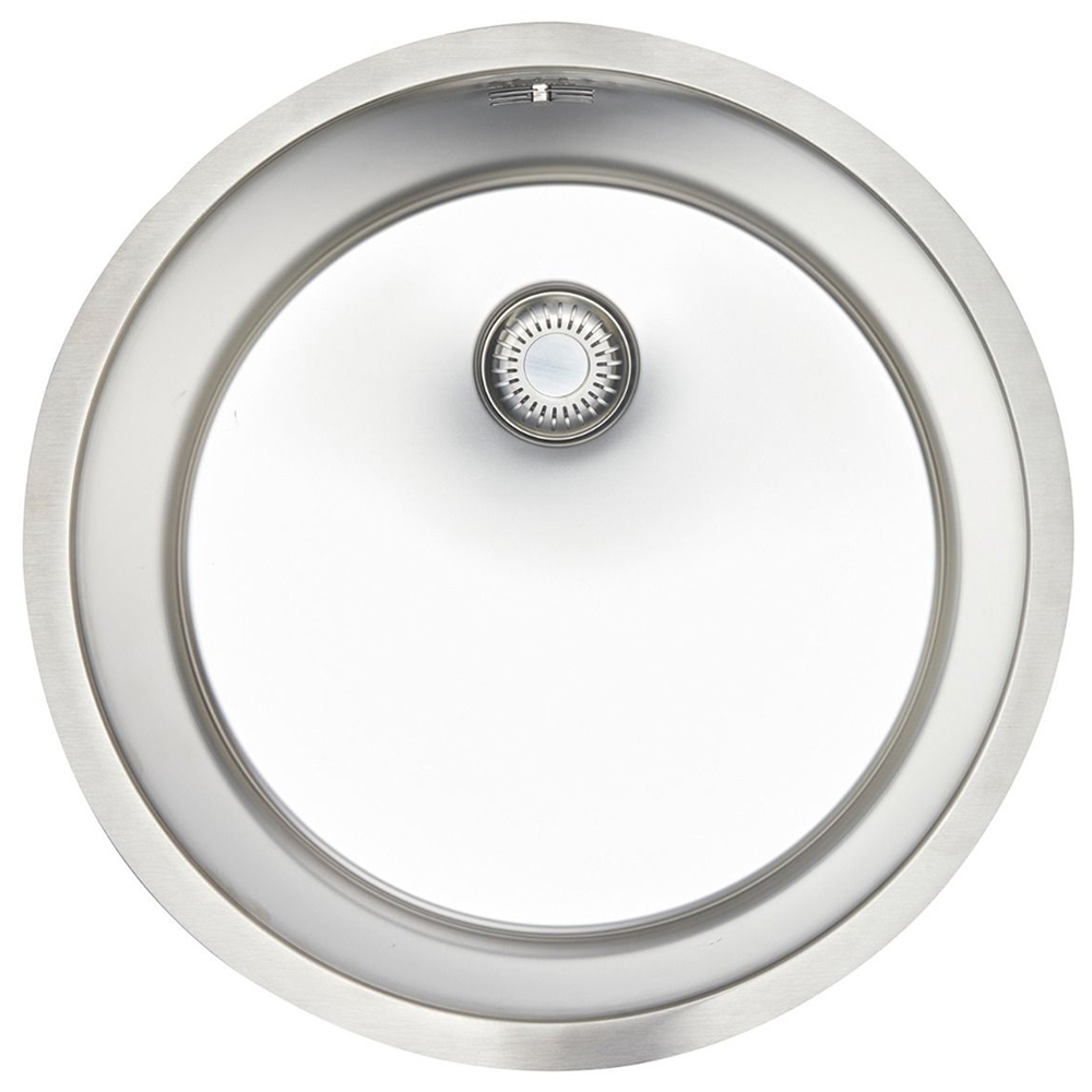 Reginox New York Silver Single Round Bowl Sink 463 x 180mm Image 1