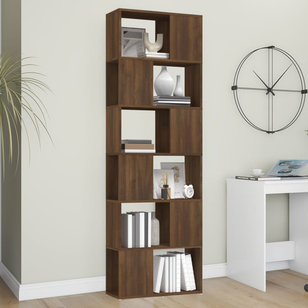 vidaXL 6 Shelf Brown Book Cabinet Image