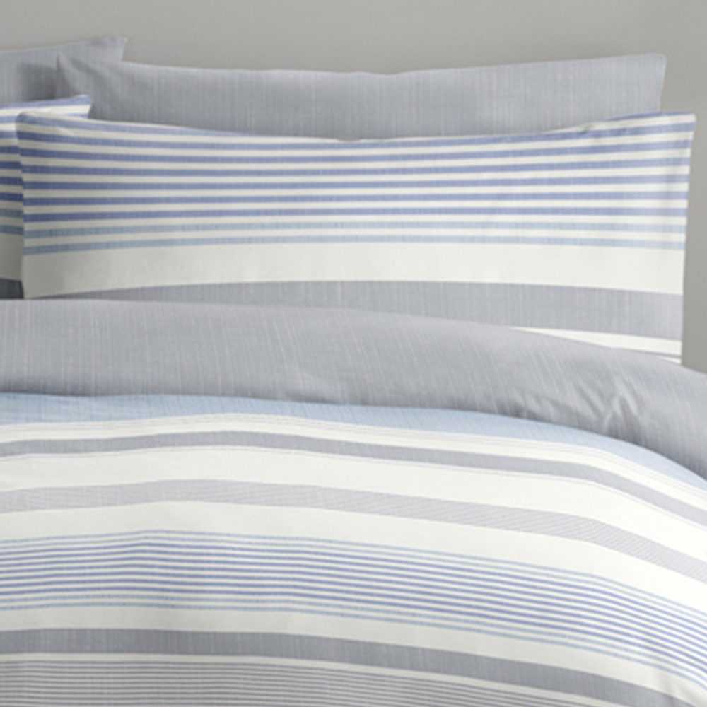 Bellissimo Chambray Double Grey Stripe Duvet Set Image 3