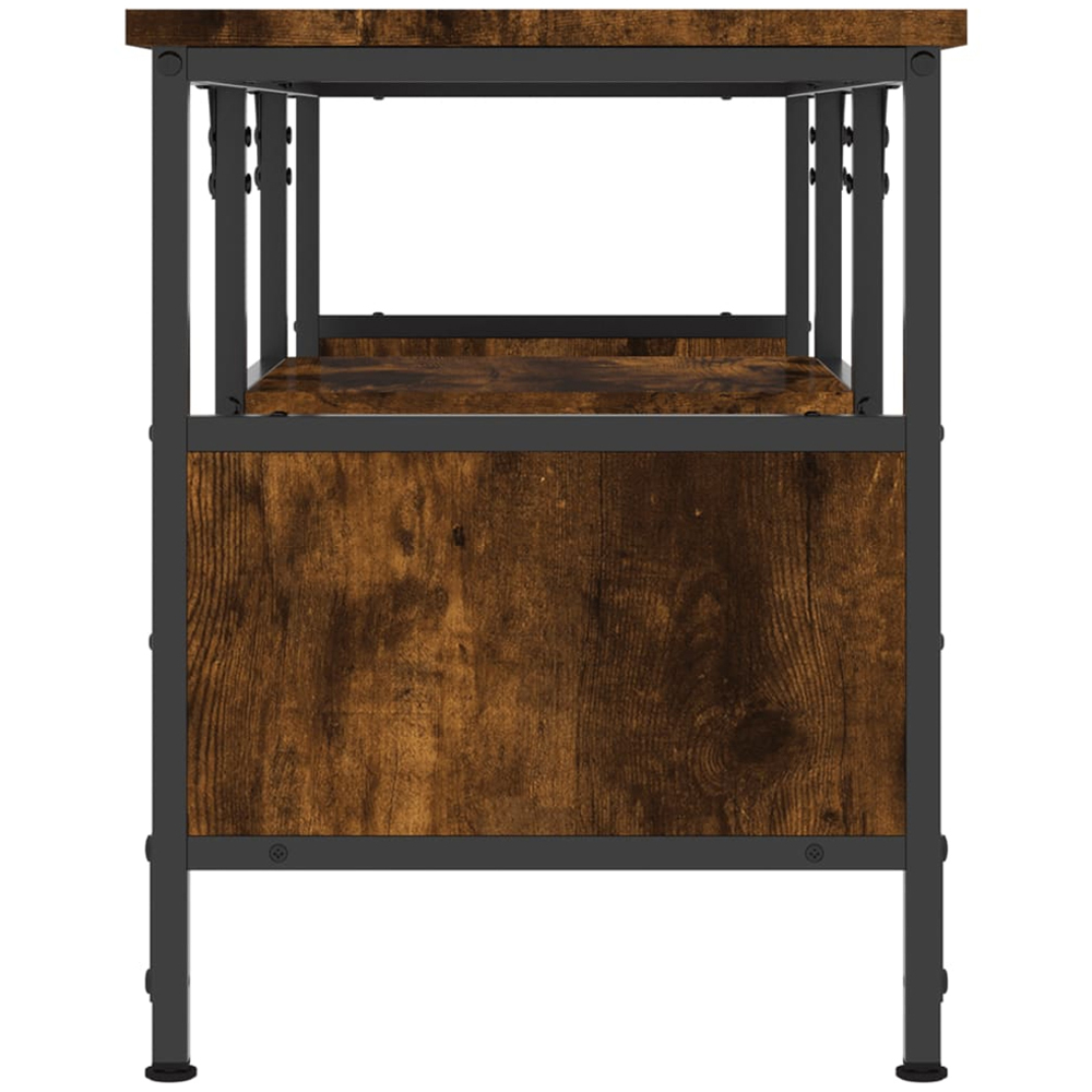 vidaXL 4 Shelf Smoked Oak Processed Wood and Iron TV Cabinet Image 5