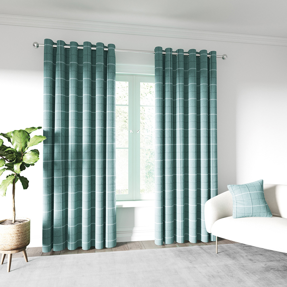 Helena Springfield Harper Woven Lined Duck Egg Eyelet Curtains 228 x 183cm Image 4