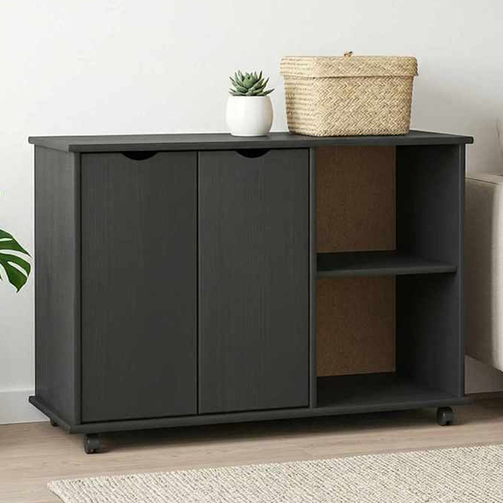 vidaXL 2 Door 2 Shelf Grey Minimalist Rolling Storage Cabinet Image 1