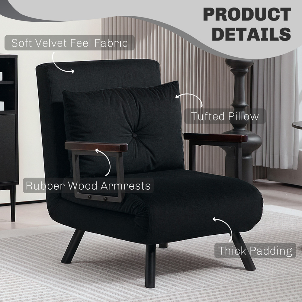 HOMCOM Click Clack Black Single Bed Chair Image 6