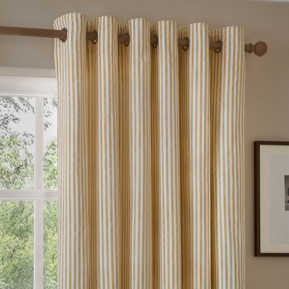 Yard Honey Yellow Hebden Striped Lined Eyelet Curtains 168 x 229cm Image 4