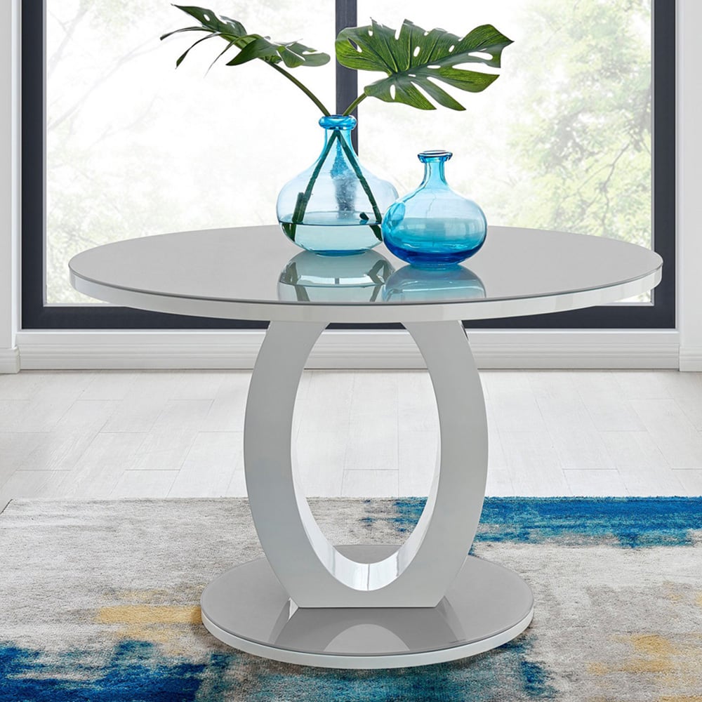 Furniturebox Lucia Fortana 6 Seater Dining Set White Gloss Elephant Grey and Chrome Image 2