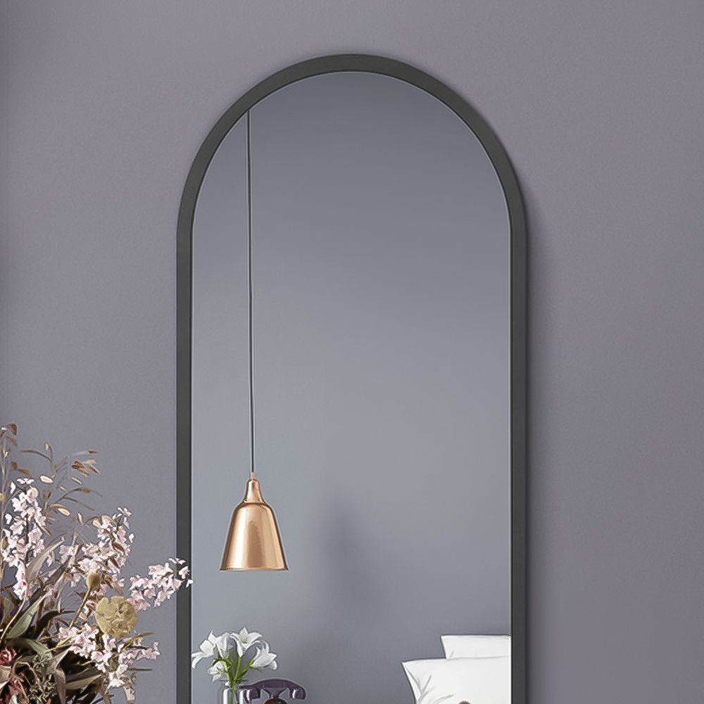 The Arcus Black Arched Leaner Wall Mirror 160 x 53cm Image 3