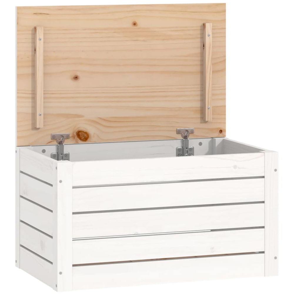 vidaXL White Solid Pinewood Stackable Storage Box Image 5