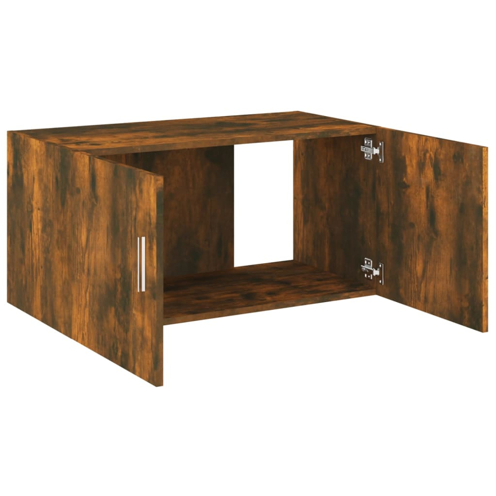 vidaXL 2 Door Smoked Oak Wall Mounted Cabinet with Silver Handle Image 5