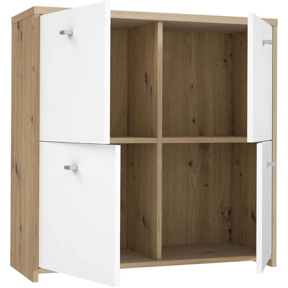 Florence Best 4 Doors Artisan White Oak Effect Storage Chest Image 5