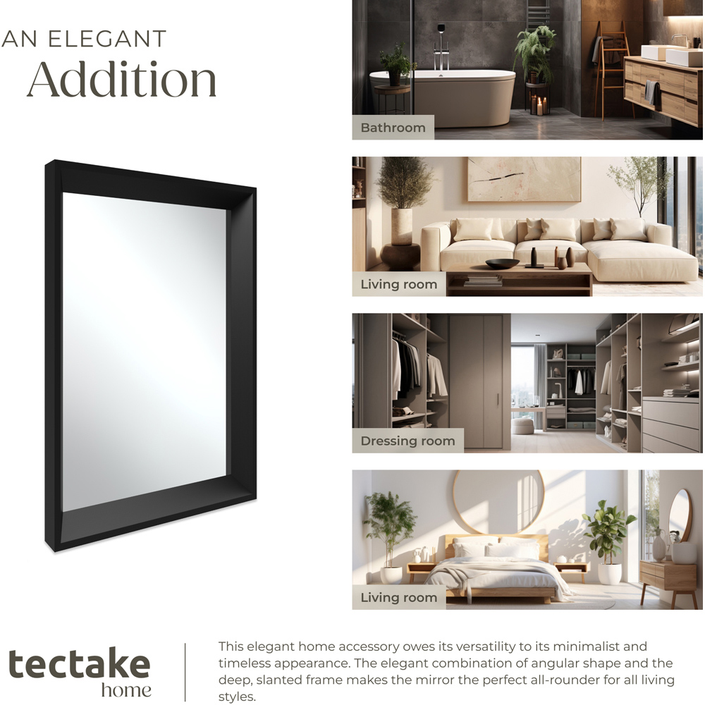 tectake Elina Black Rectangular Wall Mounted Mirror 70 x 50cm Image 5