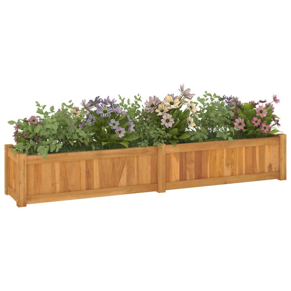 vidaXL Brown Solid Teak Wood Raised Garden Bed 25 x 150 x 30cm Image 2