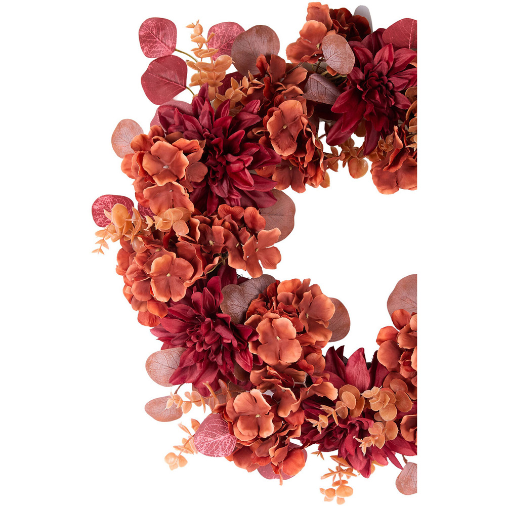 Autumn Hydrangea and Dahlia Wreath Burnt Orange Image 2