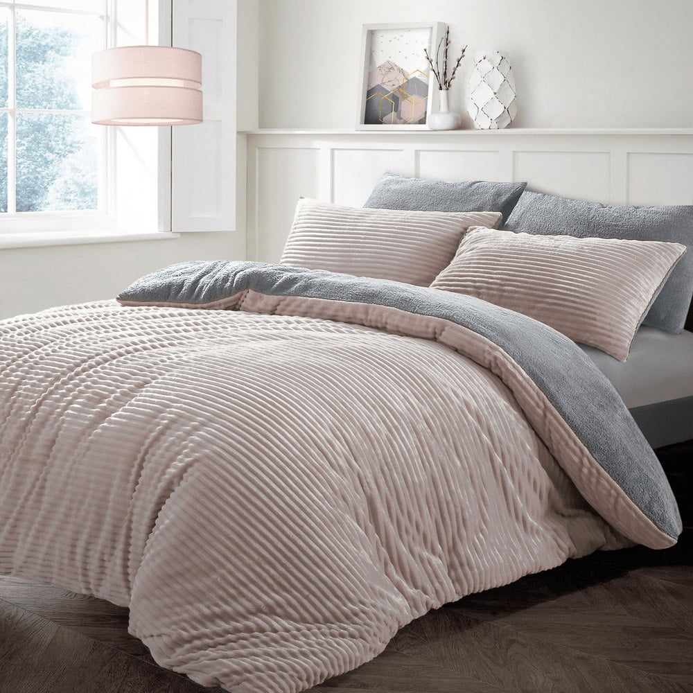 Velosso Single Blush Plush Cord Duvet Set Image 1