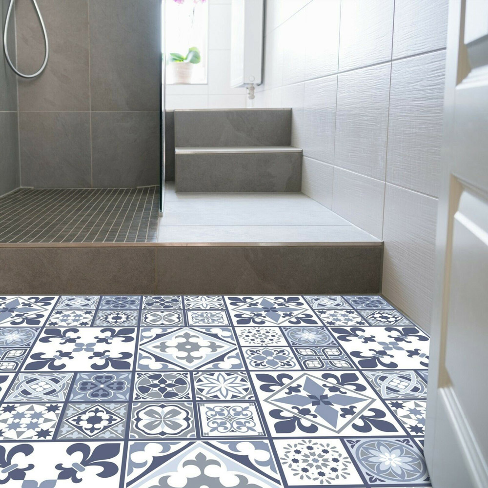 Walplus Lisbon Blue Tile Melange Floor Sticker 120 x 60cm Image 5