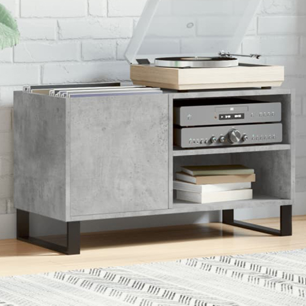 vidaXL 2 Shelf Concrete Grey Record Cabinet Image 1