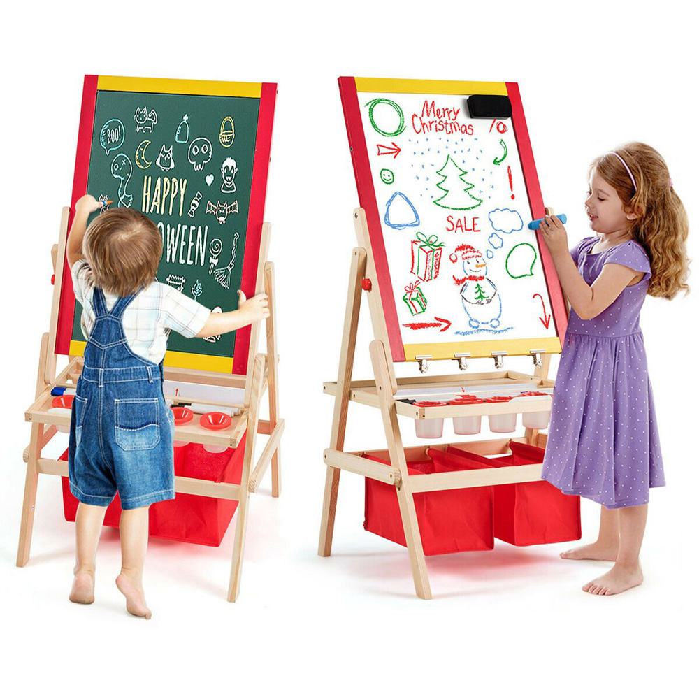 Costway Kids Double Sided Art Easel with Storage Bag Image 3