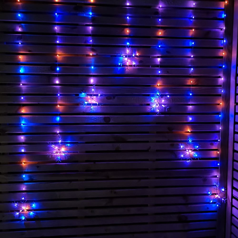 Samuel Alexander 147 Rainbow Snowflake LED Christmas Curtain Light Image 1