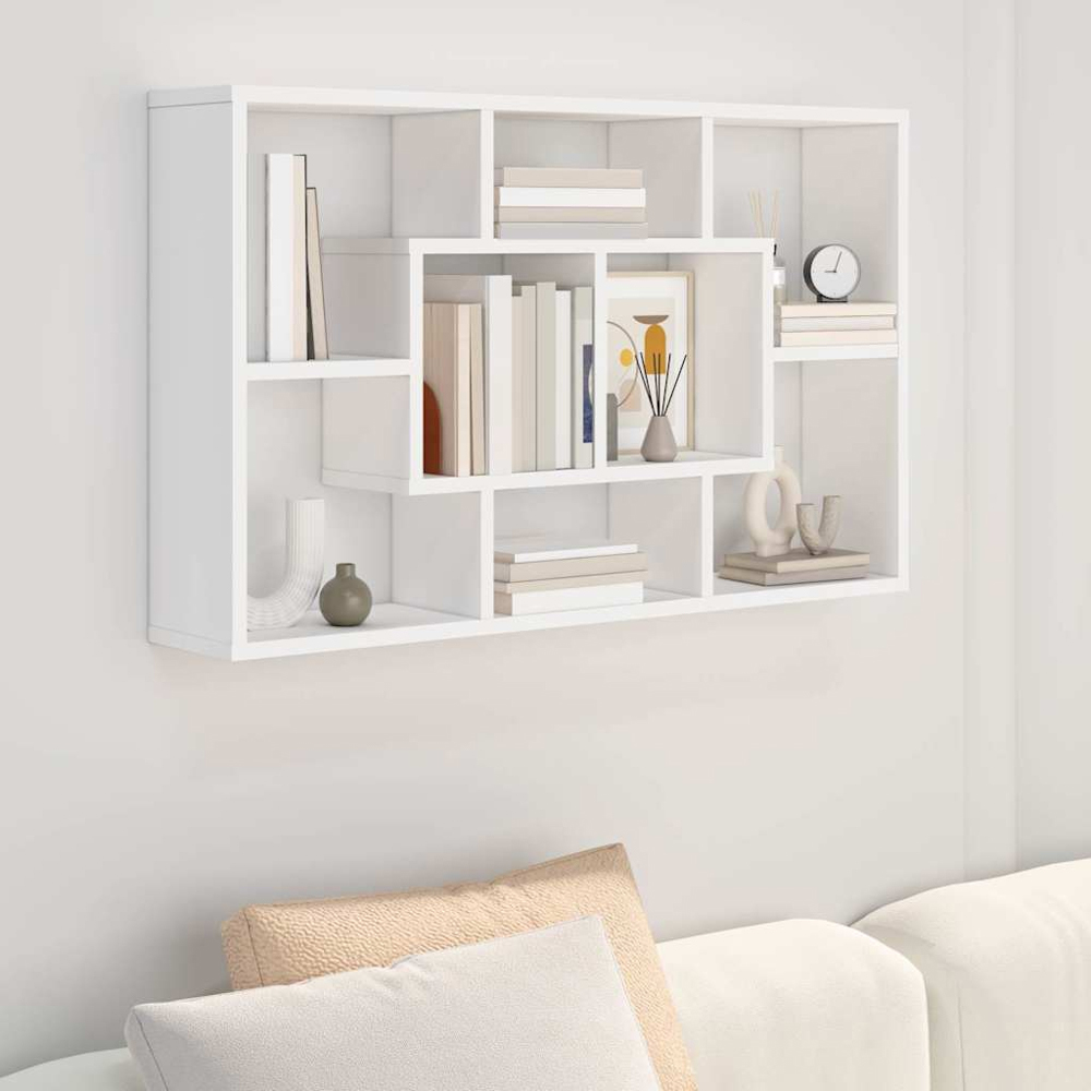 vidaXL 8 Compartment White Wall Shelf Image 6