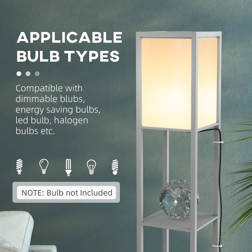 Portland 2 Shelf Grey Floor Lamp with Dual Ambient Light Image 6