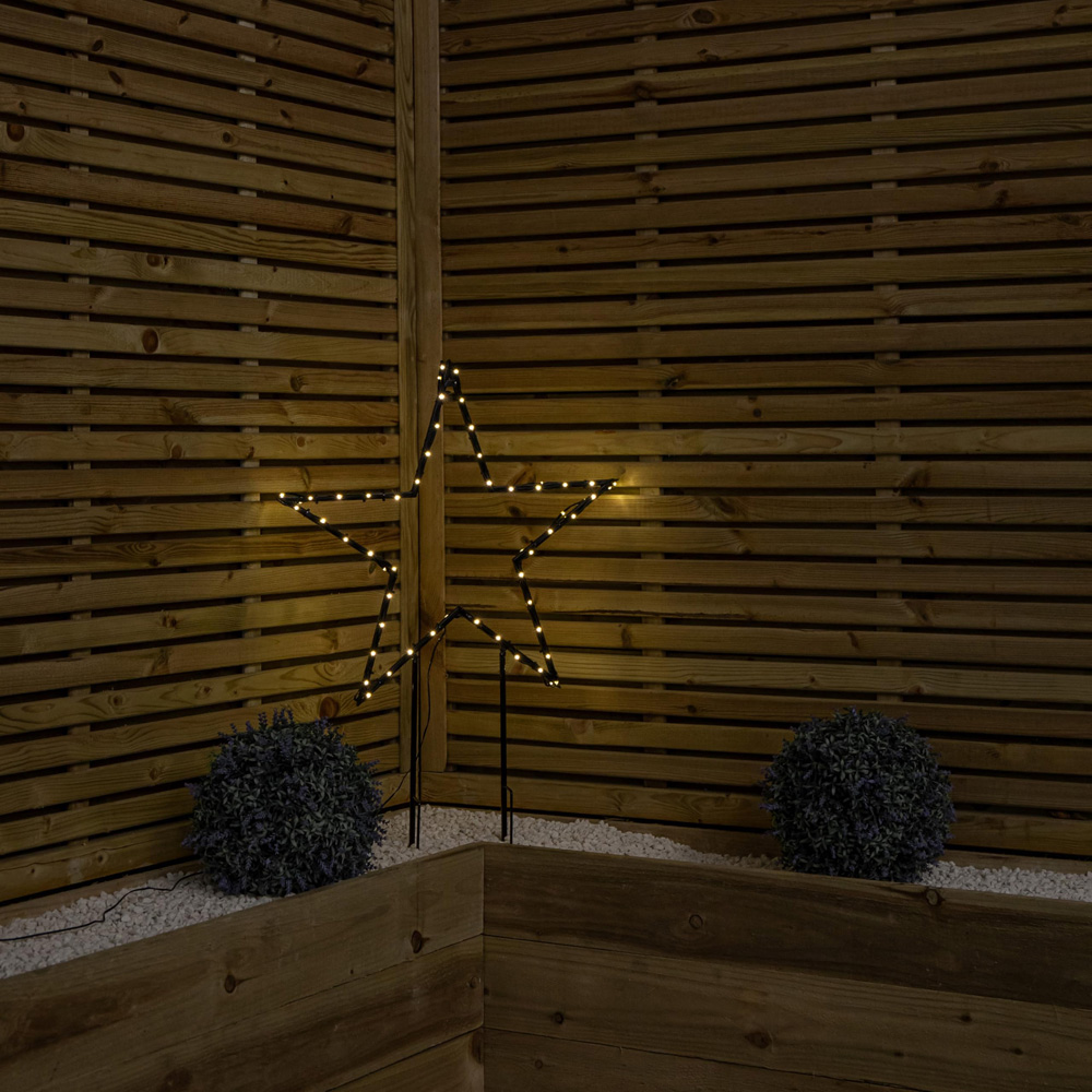 Samuel Alexander 92 Warm White LED Dewdrop Metal Christmas Star with Garden Stake 60cm Image 2