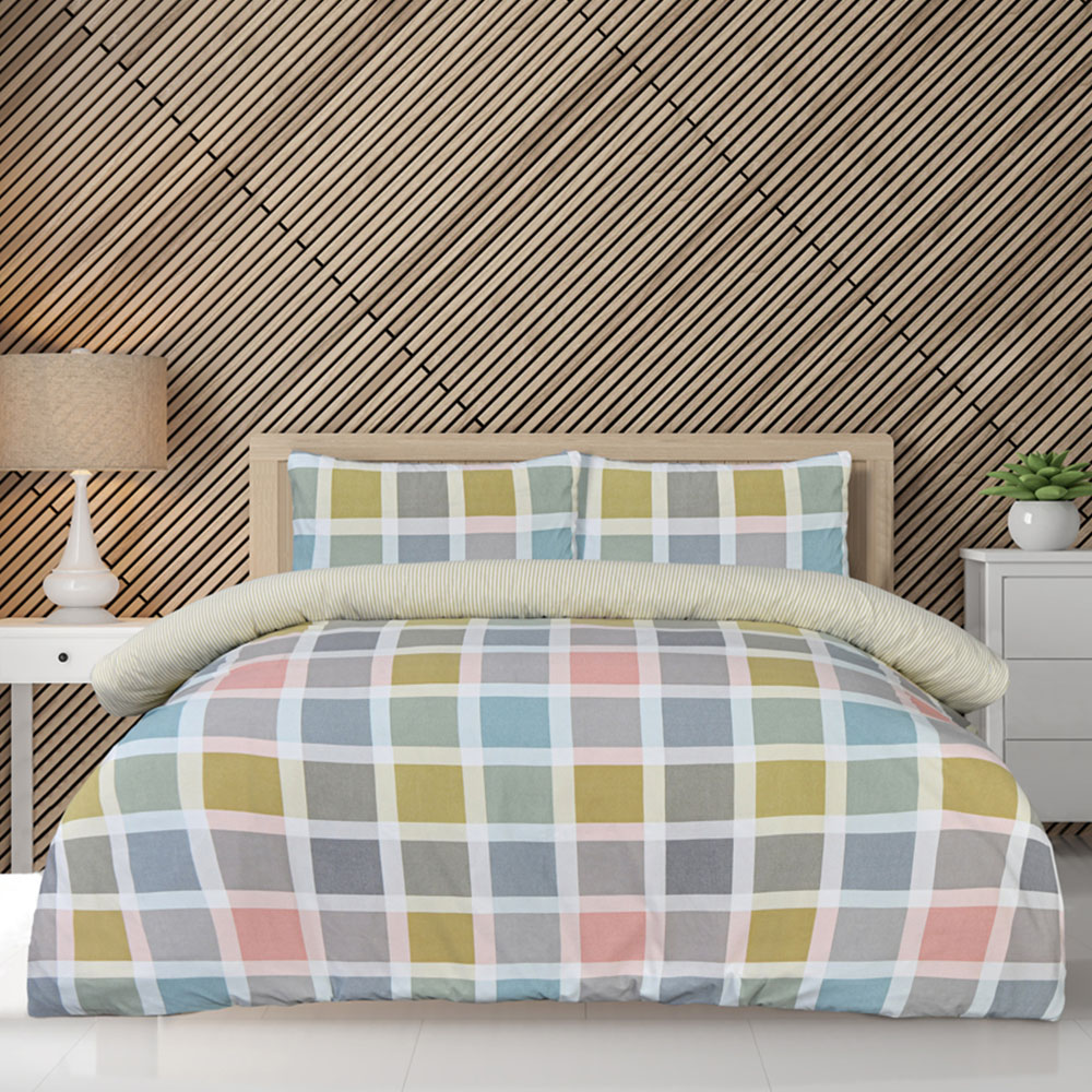 Smart Living King Size Crosshatch Check Duvet Set Image 1