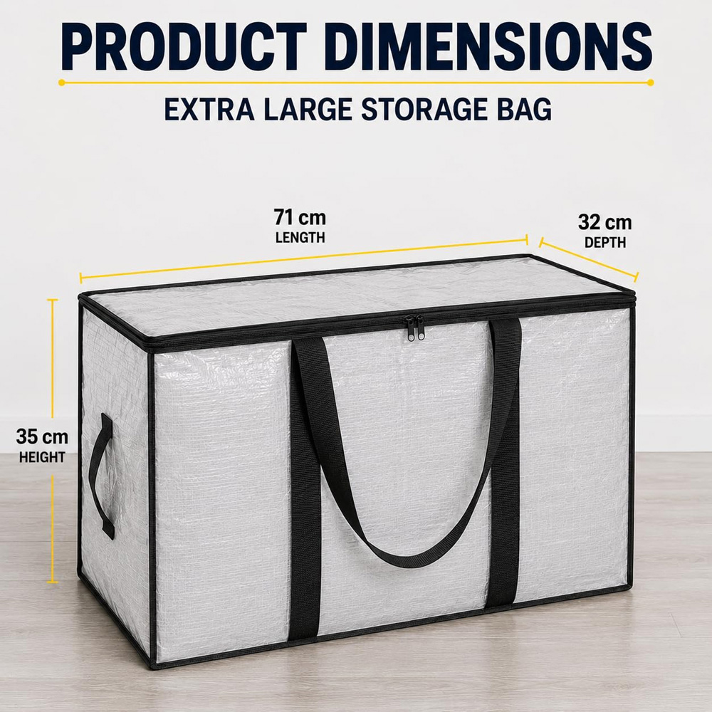 ATEK Large Clear Heavy Duty Portable Bedding Storage Bag with Zip and Handle Image 9