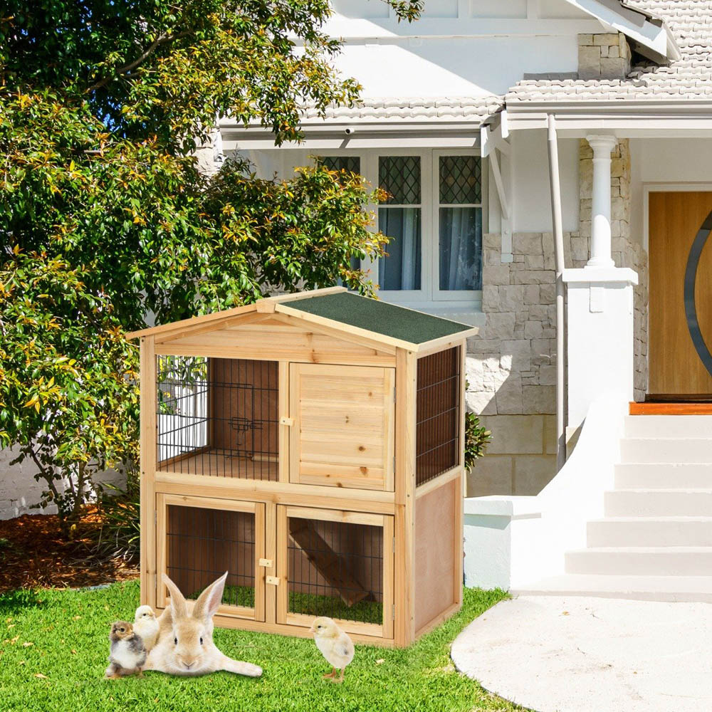 Costway Bunny Rabbit Cage with Waterproof Roof Large Image 5